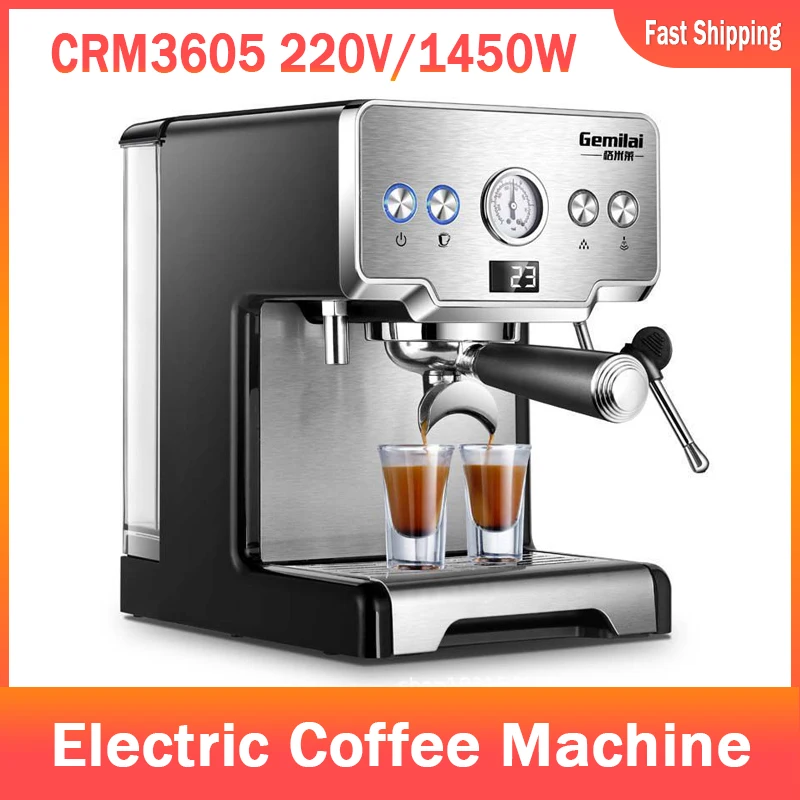 US $275.50 Household Coffee Maker Making Machine Commercial Freshly Espresso SemiAutomatic Cafeteira Steam Milk Tea Shop 1450W