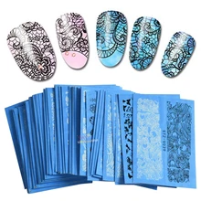 48 шт./компл. черный, белый цвет наклейки для ногтей кружево Красота нейл-арта воды ползунки цветы винограда Бабочка обертки инструмент BESTZV001-048