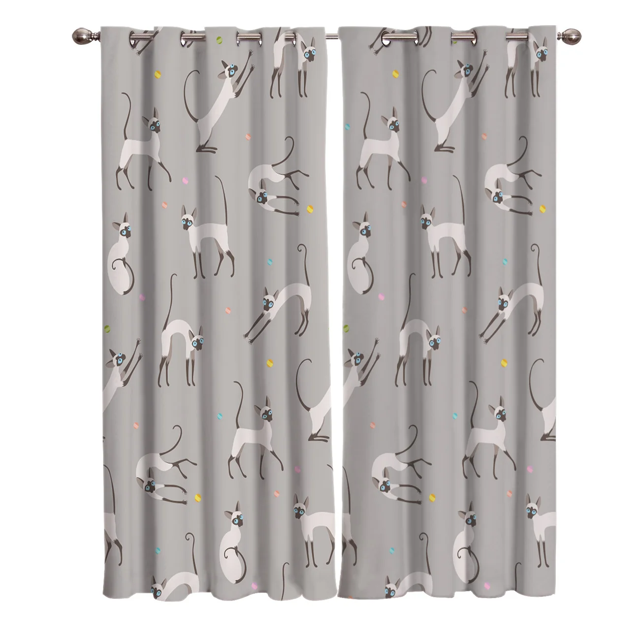 Cartoon Cute Cat Window Curtains for Living Room Decorative Items | Дом и сад