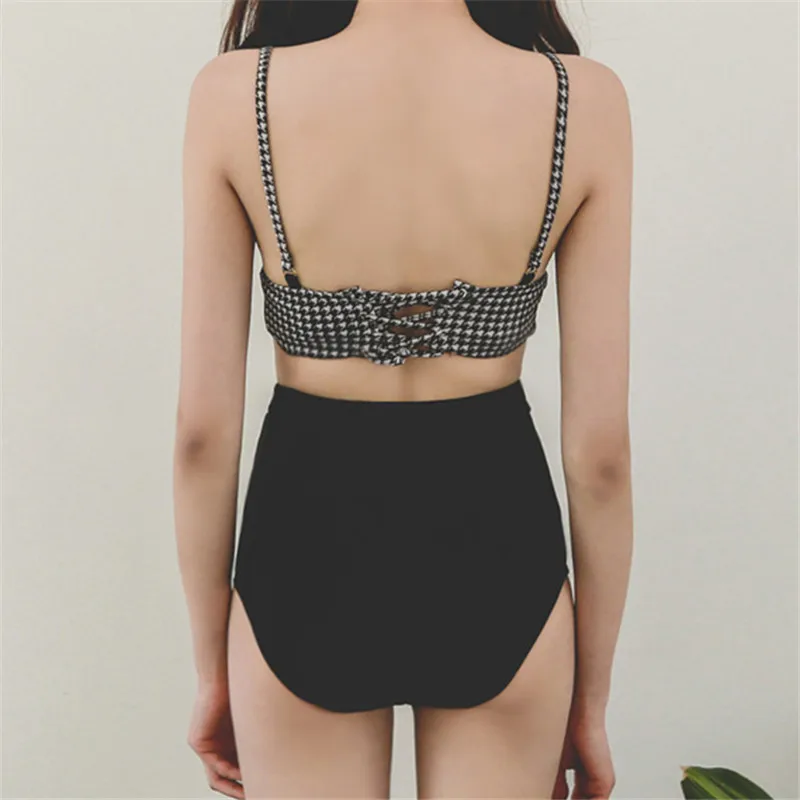 

Korean Japanese Style New Style Notes Literature And Art Retro Bikini High-waisted Cover Meat Two-piece Swimsuits Two-Piece Set
