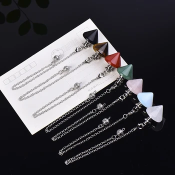 

Fashion Simple Natural Crystal Pendulum Chain Raw Crystals Reiki health Healing Energy Stone For Men Women Mineral Jewelry Wicc