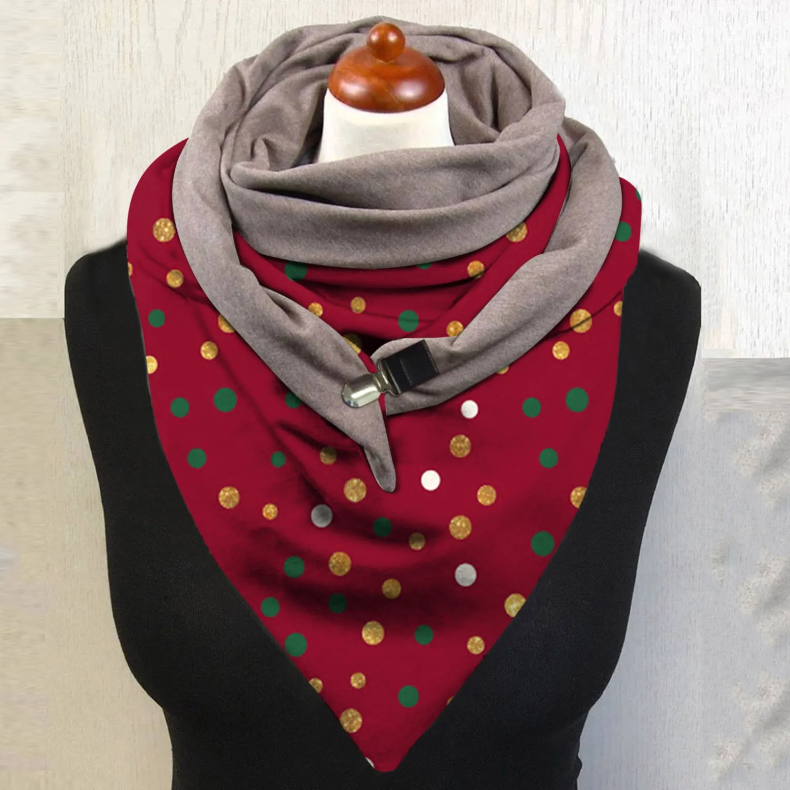 

Winter Scarf Fashion Women Christmas Printing Cotton buttons Soft Wrap Comfortable Casual Warm Scarves Shawls q5