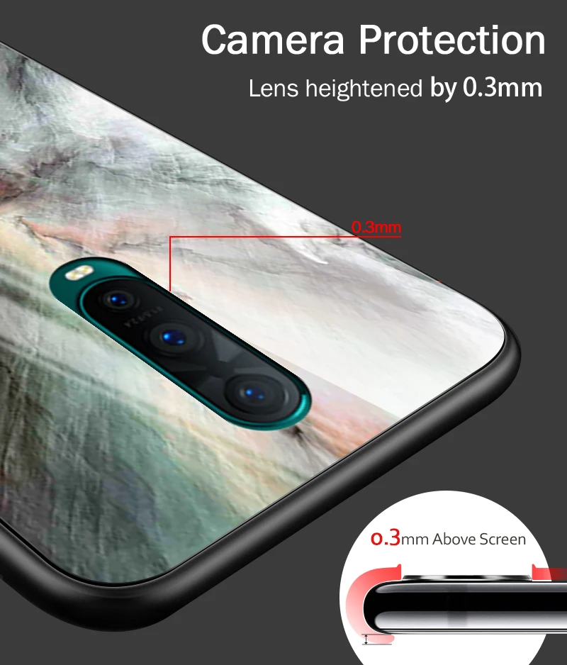 Phone Case for OPPO R15X R17 Pro A3S A39 A57 A59 A7X A9 Tempered Glass Cover Reno10x Zoom F1S F9 F11 Find K1Shockproof Hard Capa