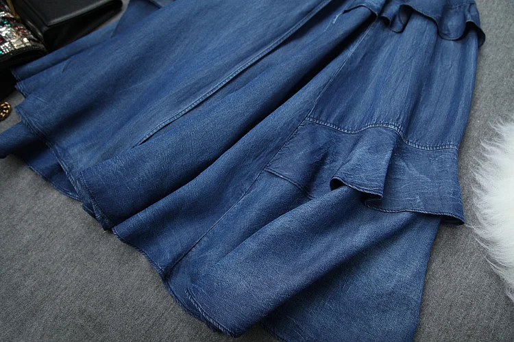 Повседневное джинсовое кружевное приталенное платье с v-образным вырезом, новинка, весна-лето, женское платье с оборками, xl, элегантные ковбойские вечерние платья без рукавов для женщин