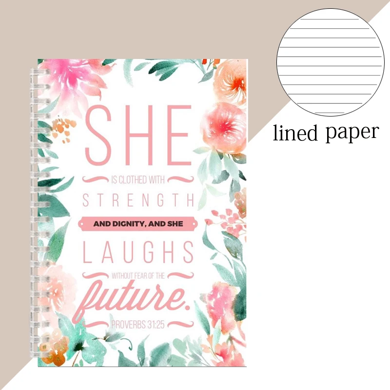 She Is Clothed With Strength And Dignity Notebook Proverbs 31 25 Bible Verse Diary Spiral Binder Note Book Christian Quote Faith Notebooks Aliexpress