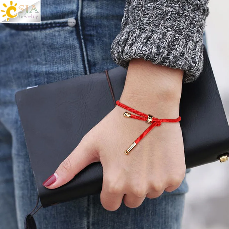 

CSJA Simple Chain Rope Bracelets Lover Lucky Braided String Bracelets Handmade Woven Bangles for Women Men Friendship Gift S512