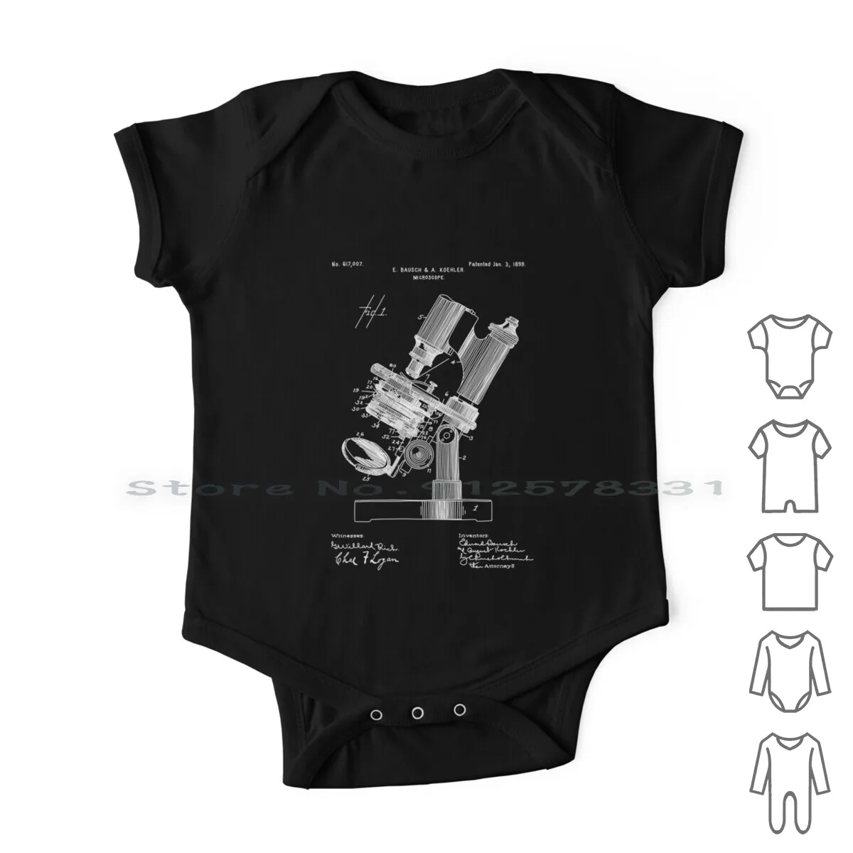 

Vintage Microscope Patent Blueprint For Scientists Newborn Baby Clothes Rompers Cotton Jumpsuits Science Design Chemistry