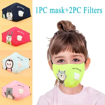 

Unisex Washable Face Mask Dustproof Reusable Printing Mask 2 Filters Reusable Mouth Cover Fabric Masks with Breath Valves