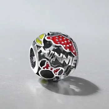 

New Original 925 Sterling Silver Beads Minnie Mouse Colorful Enamel Openwork Round Charm Fit Pan Bracelet Women DIY Jewelry
