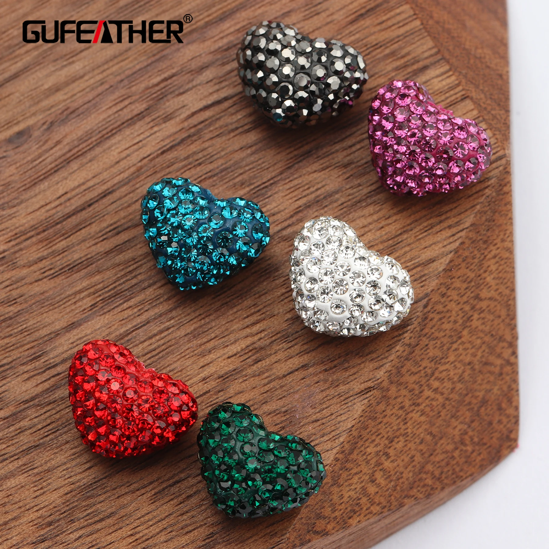 GUFEATHER M547, аксессуары для ювелирных изделий, ручная работа, подвеска для сережек, форма сердца, блестящие аксессуары, изготовление ювелирных изделий, 10 шт./лот