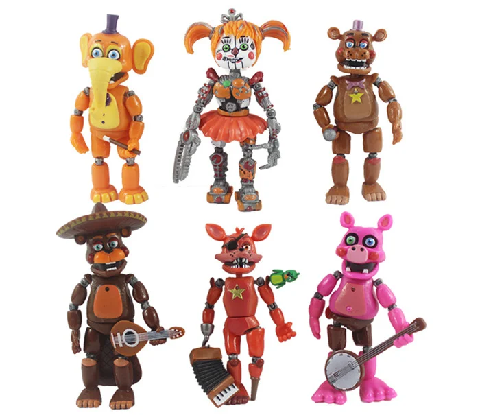 6Pcs/lot FNAF Five Nights Figure Models Toy Lighting PVC Foxy Bonnie Fazbear Movable Joint Doll Gift 5.5&quot | Игрушки и хобби