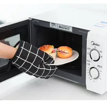 1 пара(2 шт) Нескользящие перчатки для выпечки хлопковые перчатки для приготовления пищи перчатки для микроволновой печи защита для пальцев Прихватки синие кухонные аксессуары