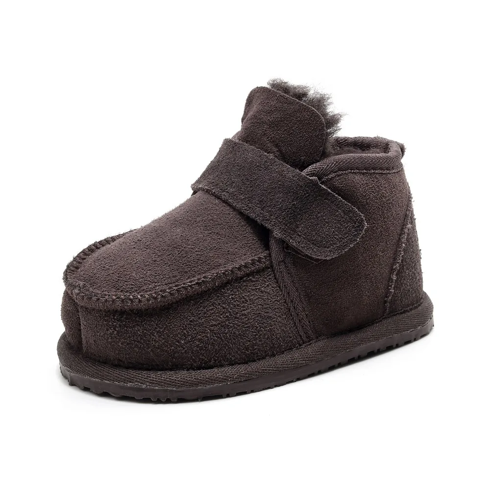Зимние детские ботинки из натуральной овечьей кожи; теплые Нескользящие ботинки в австралийском стиле для маленьких мальчиков и девочек; кожаные зимние ботинки; детская обувь