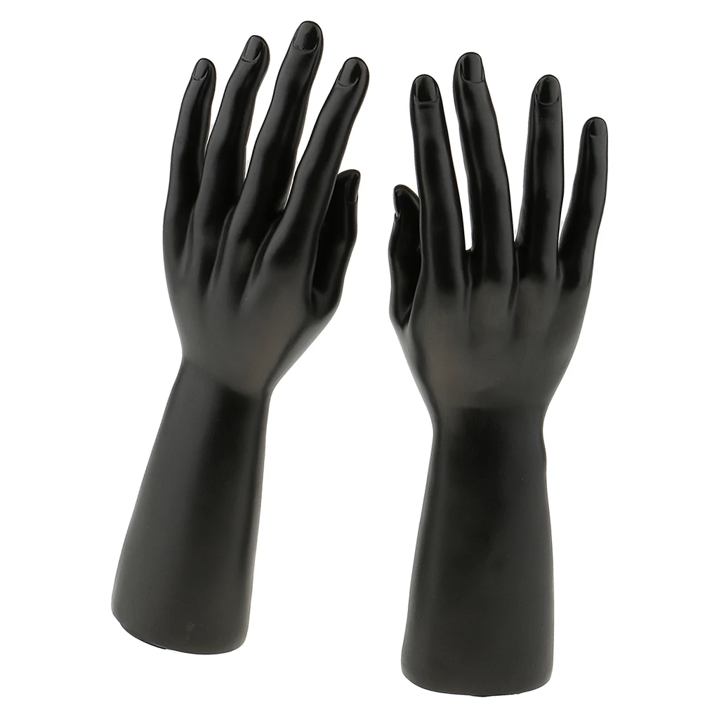 1 Pair of Male Man Mannequin Hand Jewelry Bracelet Gloves Rings Display Model Stand Tool  Black / Skin / White