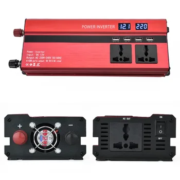 

New Auto Portable 2000W Power Car Vehicle Inverter with LCD Display 12V-220V Automotive Converter Power Supply 4 USB Ports Top