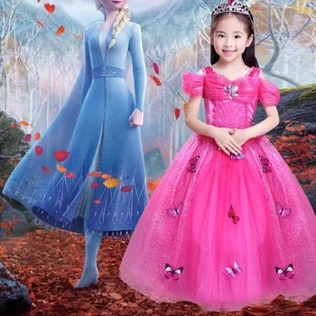 

Baby Girl Anna Elsa Dress High-Grade Princess Cinderella Fancy kids clothes for Christmas Party Costume Snow Queen Cosplay