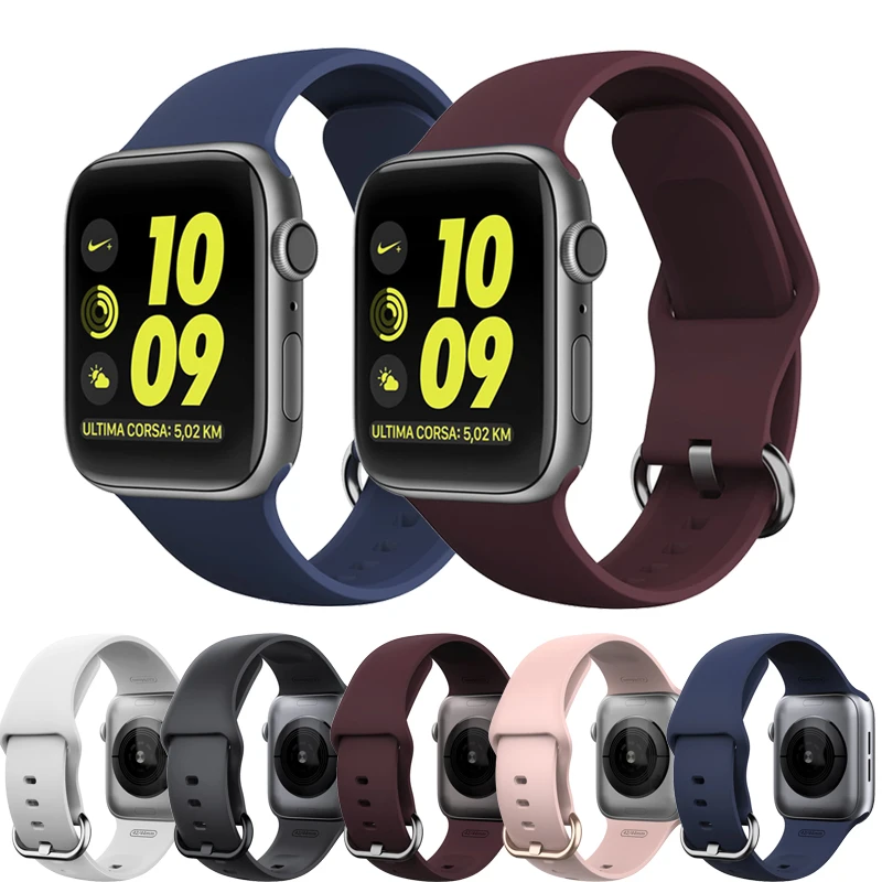 Ремешок для Apple Watch Band 44 мм 40 42 38 Высококачественная Спортивная силиконовая