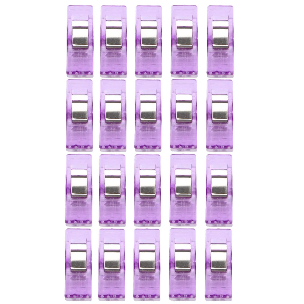 Purple 20 шт. цветные зажимы для лоскутного шитья, для вязания стёганого одеяла, пластиковые зажимы, упаковка для лоскутного шитья, для шитья, для кардигана, с зажимом, pince кутюр Q4 - Цвет: Purple