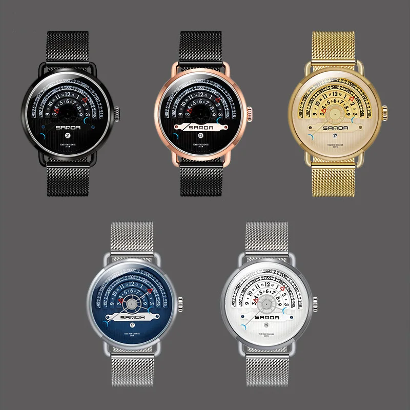 

TurnFinger Men's Quartz Watch Personality Trend Big Dial Student Sports Outdoor Date Multiple Colors Stainless Steel Mesh Belt