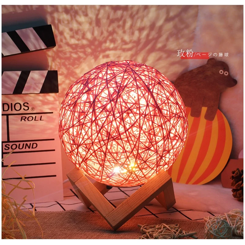 USB Charge Room Decoration Desk Lamp Home Art Layout Woven lamp Grils Gift Night Lighting Buttion Switch