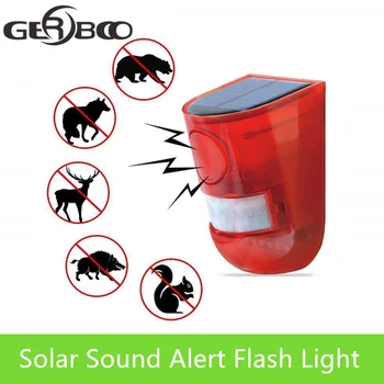 

Solar Sound Alert Flash Warning Sound & Light Alarm Motion Sensor 110 Decibels Siren Strobe Security Alarm System for Farm