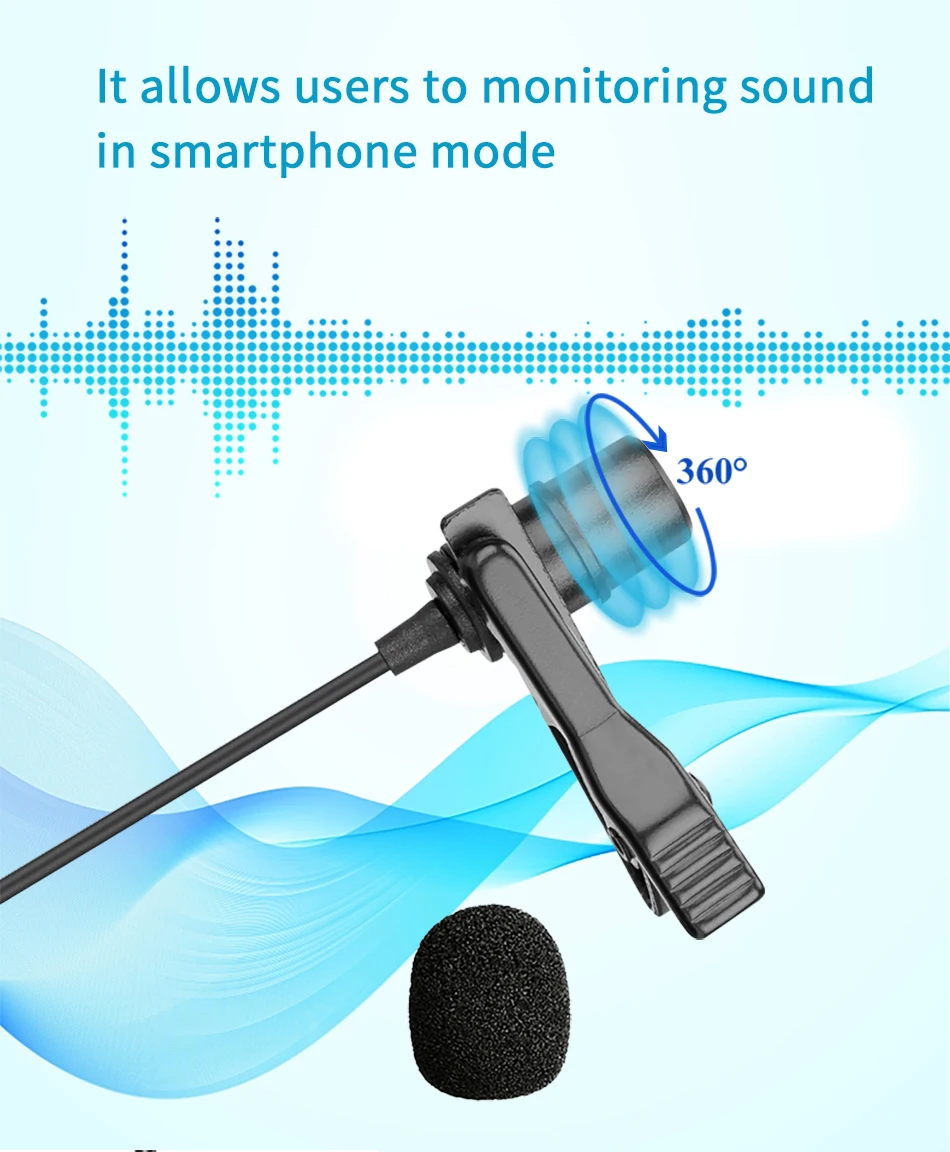 BOYA 6m Lavalier Condenser Microphone for PC Mobile Phone iPhone Android Live Streaming Facebook Blogger Vlog Lapel Microphone