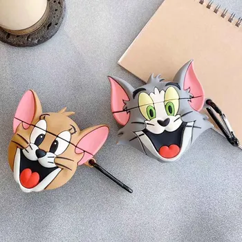 

3D Cute Cartoon Tom Cat and Jerry Mouse Lovely Silicone Protection Earphone Accessories Cover Cases for Apple Airpods 1/2 Case