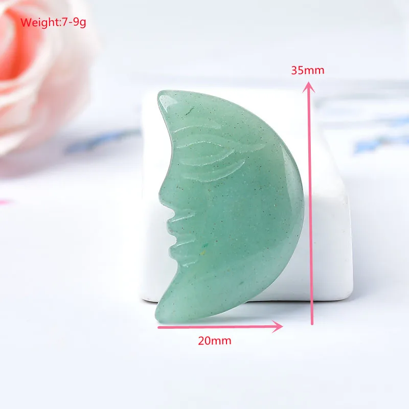1pc Natural Crystal Rose Quartz Moon Face Gemstone Energy Healing Stone Decoration Crafts DIY Mineral Jewelry Gift 6