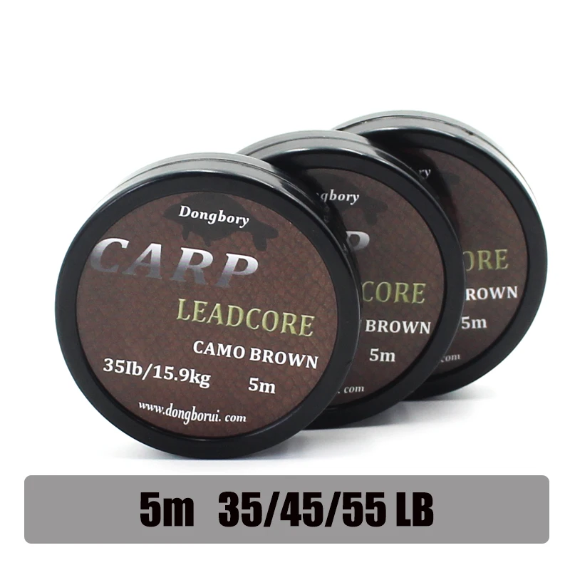 Spooled lead core carp leader line HLS tackle Leadcore 45lb Camo Brown x 10m 