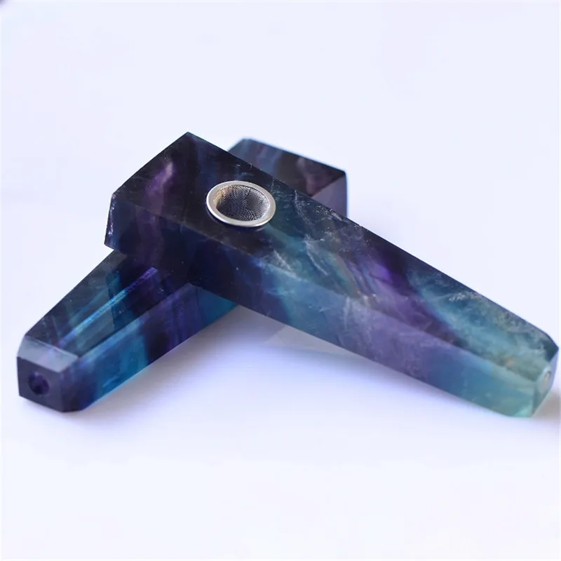 Натуральный красивый красочный флюоритовый кварц кристаллическая трубка курительная полоса радуга курительные трубы для подарков - Цвет: rainbow Fluorite