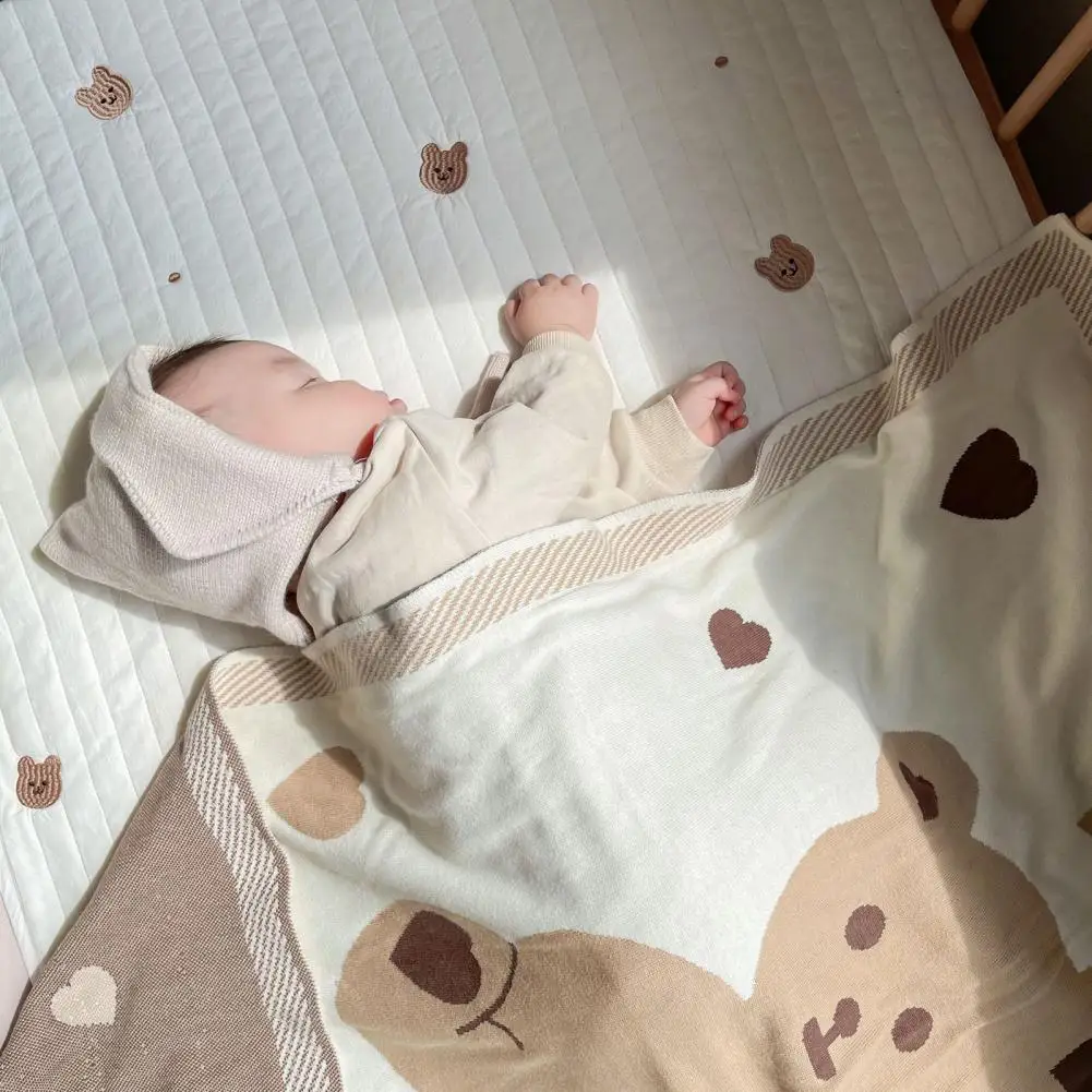 

Durable Bed Blanket Soft Knitted Cotton Sleeping Blanket Swaddle Wrap Sleeping Blanket for Infant Blanket