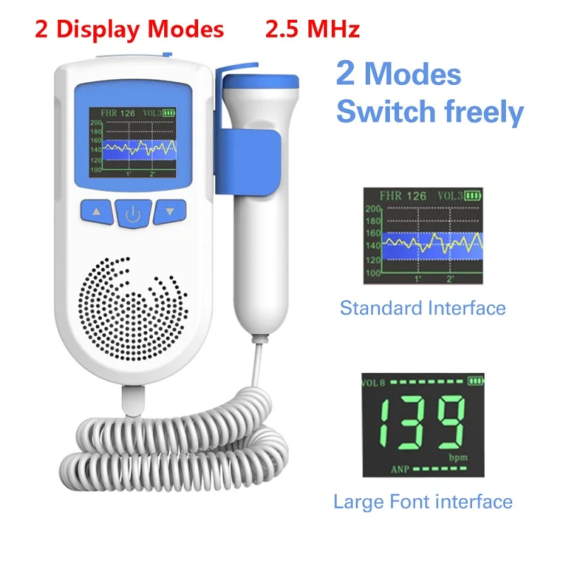 2 Modes 2.5MHz OLIECO 2,5 МГц детский Пульс фетальный монитор Doppler медицинский домашний стетоскоп для беременных детей Карманный CE CFDA пренатальный детектор сердца - Цвет: 2 Modes 2.5MHz