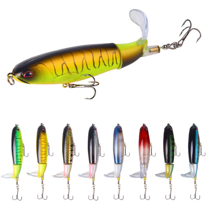 1PCS Whopper Popper 10cm/14Ccm Fishing Lure Topwater Artificial Wobblers for Hard Bait Plopper Soft Rotary Tail Tackle | Спорт и
