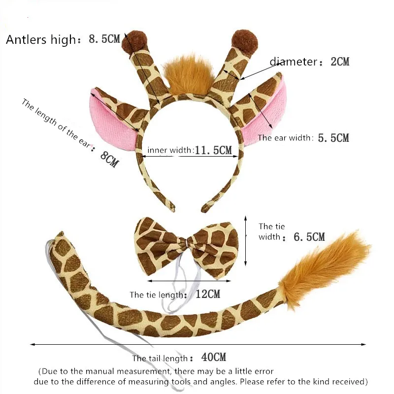 Giraffe Costume Set Animal Ears Nose Tail Bow Tie Fancy Dress for Kids Party  Props Baby Shower Cosplay Halloween sexy nun costume