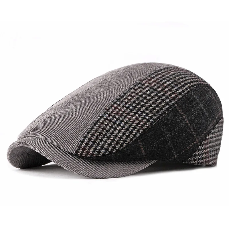 Light Gray FS, модный Регулируемый берет, кепка s, для улицы, шапки с полями, женские, мужские, в елочку, одноцветные, Плоские береты, шапка, шапка - Цвет: Light Gray