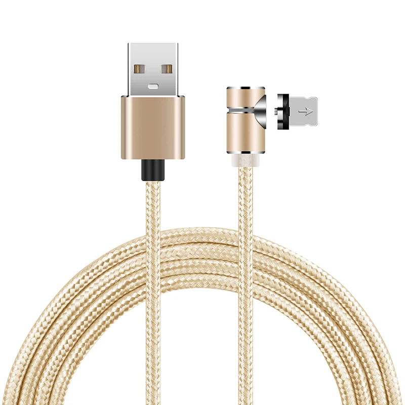 UGI 2.4A 1 м 2 м 90 градусов Магнитный USB кабель для зарядного устройства usb type-C iOS Micro USB для LG для iP X 8 7 6s - Цвет: Gold ios Cable