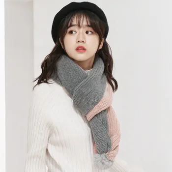 

2019 autumn and winter new warm rabbit fur ball hanging ball scarf women and men long wild scarf