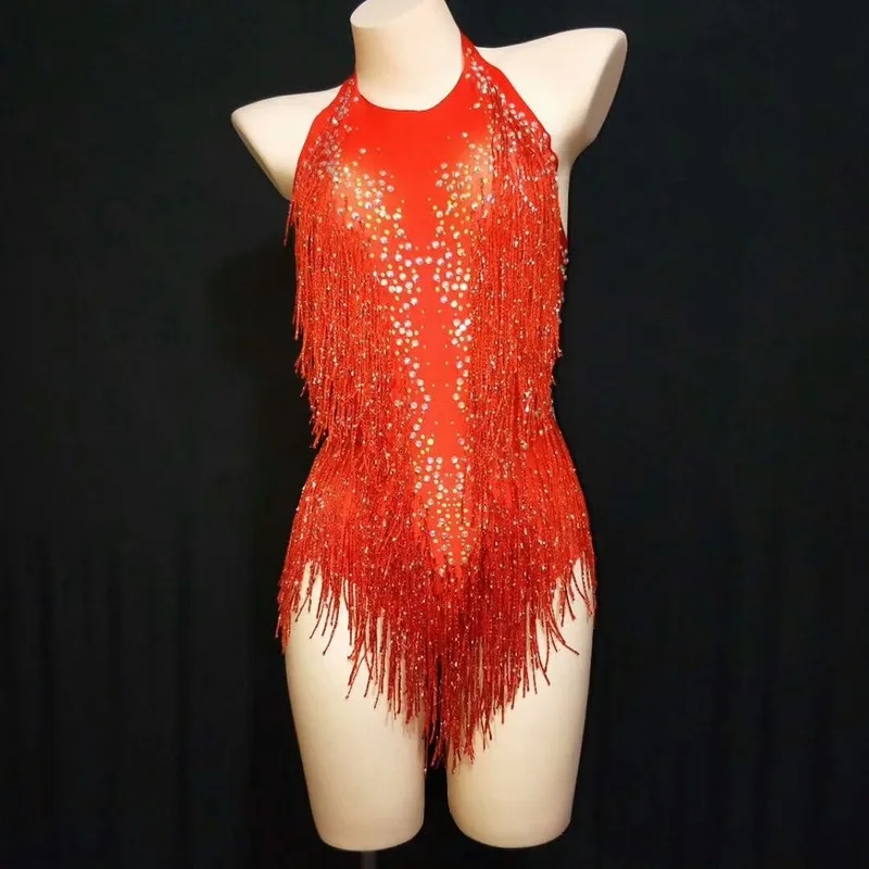 

Sexy Rhinestones Jumpsuit Female Singer Dancer Costume Sexy One Piece Stretch Bodysuit Nightclub Outfit Party Show Wear