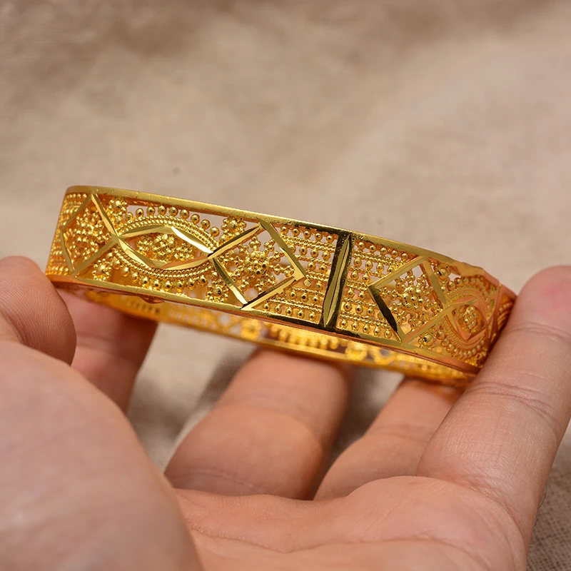 Дубайский Золотой цвет, мужской женский браслет, вакуумный золотой цвет и медь, широкий браслет для женщин, ручная цепочка, ювелирные изделия, Эфиопский/арабнигерийский