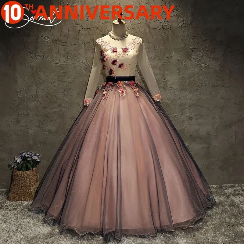 

OllyMurs Color Prom Dress Opera Performance New Spring and Summer 6 Layer 3D Flower Fluffy Thin Shoulder Dress Free Shipping