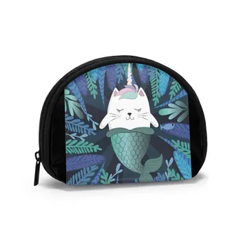 

Fun Magic Cat Unicorn Mermaid Classic Style Wallet Genuine Wallets Short Purse Card Holder Wallet Woman Fashion High Quality