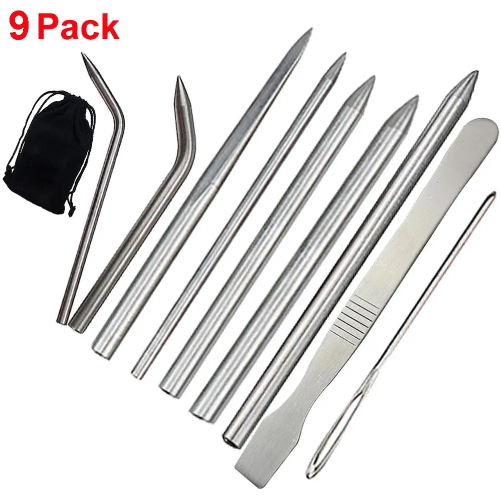 2pcs Stainless Steel Needle Threaded Shaft Tip Stitching Fid Tool 2pcs Stainless Steel Needle Threaded Shaft Tip Stitching Fid Tool