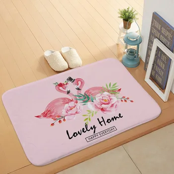 

Anti-Slip Doormat Carpet Kitchen Rugs Flamingo Floor Mat Modern Bohemia Cartoon Flowers Bathroom Door Bath Mat 40*60cm felpudo