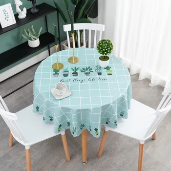 

Round PVC Tablecloth Waterproof Potted Printing Table cloth Kitchen Table Cover Home Dining Room Glass Soft Cloth Table mat