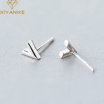 

XIYANIKE 925 Sterling Silver Prevent Allergy Small Stud Earring for Women Wedding Couple Fashion Simple Geometric Letter Jewelry