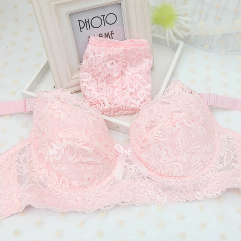 Pink Женский модный кружевной сексуальный тонкий бюстгальтер с глубоким v-образным вырезом, высокое качество, пуш-ап кружевной бюстгальтер с мягкими чашечками, наборы тонкого хлопкового нижнего белья с вышивкой 44D 105D - Цвет: Pink