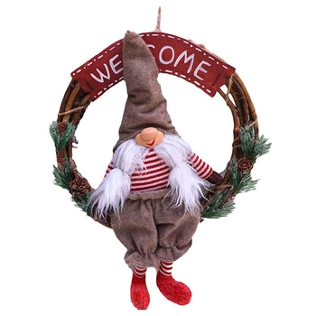 

1Pcs Santa Christmas Wreath,Merry Christmas Front Door Wreaths Small Christmas Decorations Home Decor