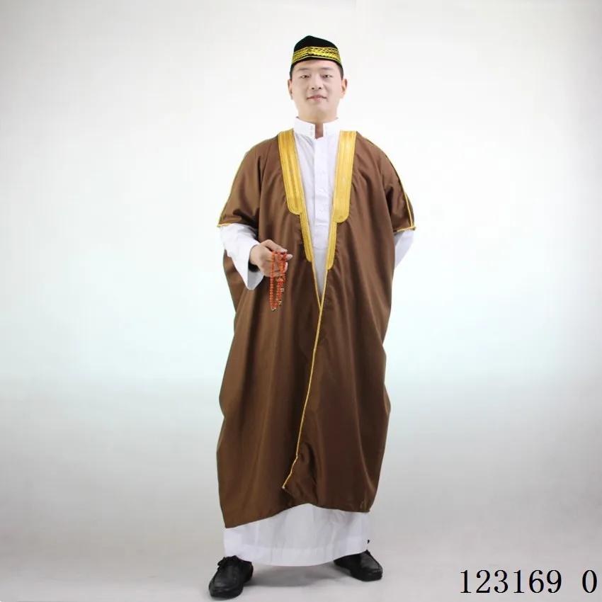 Мужская одежда jubba thobe abaya мусульманская традиционная исламская одежда Саудовская Аравия Homme Пальто платье Дубай Кафтан платье Национальный костюм - Цвет: Коричневый