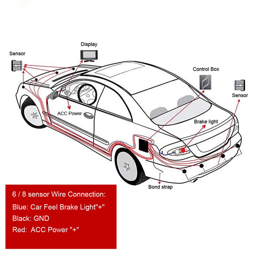yasokro carro parktronic levou kit sensor de estacionamento com sensores backlight display reverso backup radar monitor detector sistema
