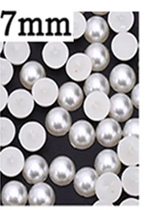 7mm-half-ivory 1 сумка смешанный 2-7 мм белый/слоновая кость жемчуг бусины полукруглые, плоские с одной стороны/120-1200Pc-Artifical искусственный бисер, имитация жемчуга, для плетения браслетов Нейл-арт-деко ZD26 - Цвет: 7mm-half-ivory